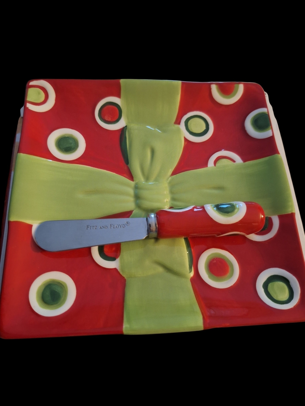 Fitz and Floyd Holiday Cheer Serving Set in Red & Green NWT